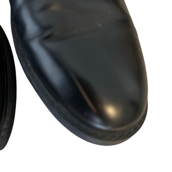 ZARA Black Leather Chelsea Boots Gold Accent Block Heel Women Size 40 - Picture 8 of 9